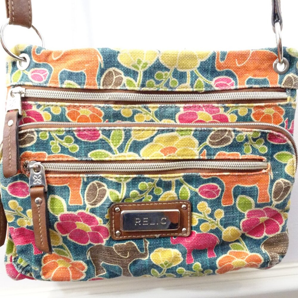 Relic By Fossil Crossbody Bag Elephant Floral Can… - image 1